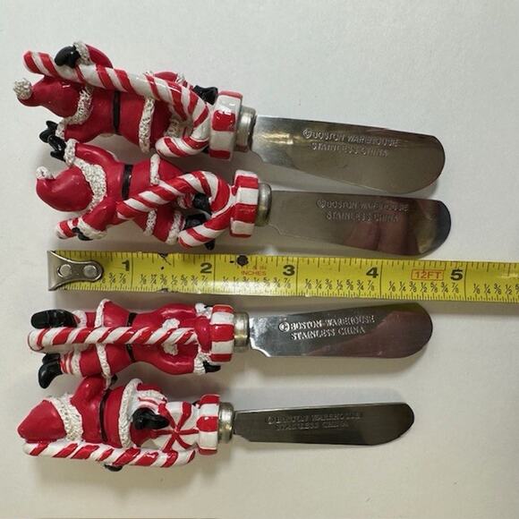 Boston Warehouse Peppermint Parade Santa Cheese Spreader set/4 Christmas Holiday - Picture 14 of 16